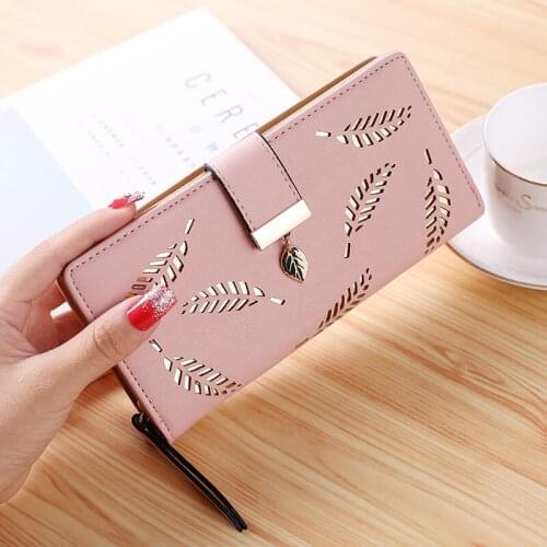 Long womens purse 2020 new fashion feather two-color simulation wallet large capacity ladys purse lovely natural purse
