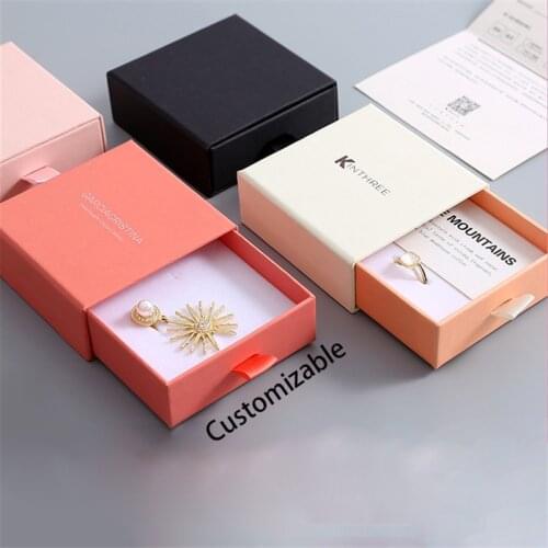 Eco-friendly small ring box paper jewelry box sliding packaging box