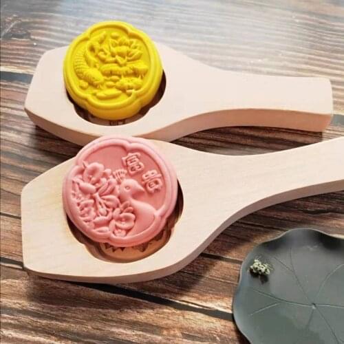 Mooncake Mold Chinese Traditional Mid-autumn Festival Moon Cake Mould Peacock Fish Shape Wooden Handmade Baking Tool