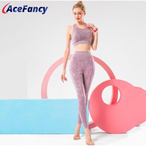 Yoga Set Fitness Clothing Energy Plain Yoga Tank Top Leggings Sportswear Fitness Clothes Yoga Suit Women Gym Clothing T8815