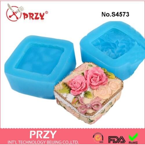 Rose Box Silicone molds rose soap mold roses silicone soap molds roses silica gel die Jewelry BoxAroma stone moulds candle mould