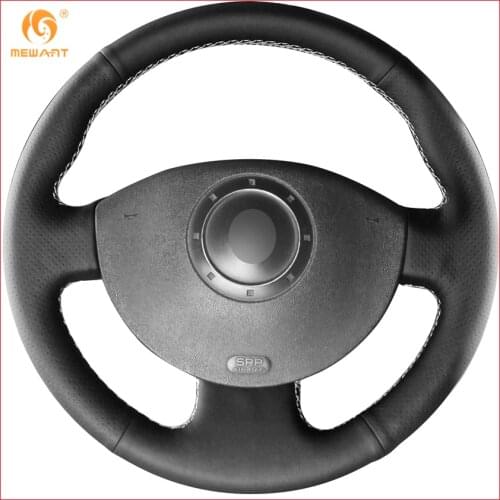 MEWANT Black Artificial Leather Car Steering Wheel Covers for Renault Megane 2 2003-2008 Kangoo 2008-2012 Scenic 2 2003-2009