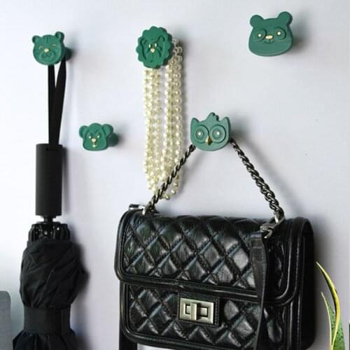 Cute Animal Decoration Coat Hook Rotating Hooks Storage Organizer Kry Holders Resin Lion Hanger Wall Shelves Cute Room Decor