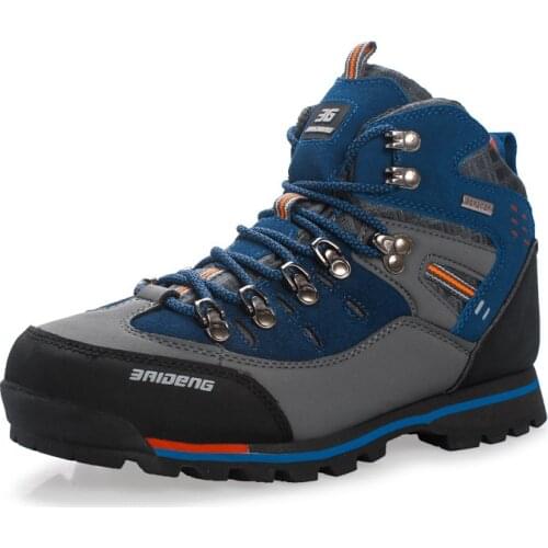 Men Sneakers Men Hiking Boots Top Quality Genuine Leather High Top Outdoor Sports Shoes Slip Resistant Climbing Shoes B298