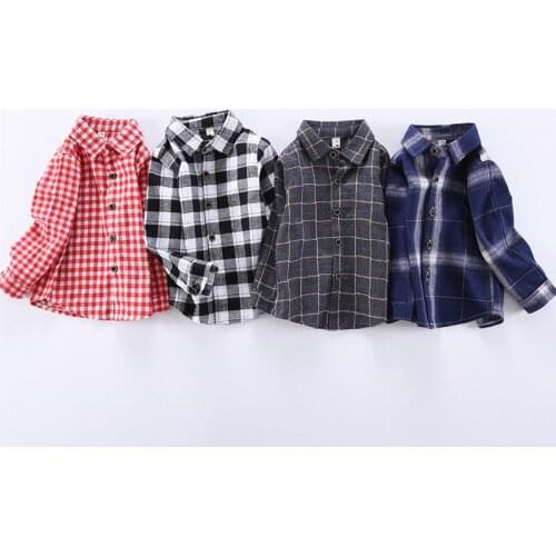Autumn Spring Baby Boys Tops Long-sleeved Classic Plaid Shirts Fashion Hot Kids Blouse Shirt Cotton Children All Matched Blouses