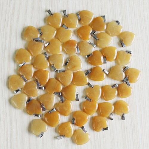 Charms natural yellow jades stone love heart stone bead pendants 20mm for necklace jewelry making woman wholesale free shipping