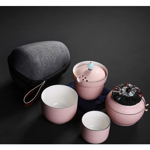 Portable Storage Travel Kung Fu Tea Set with Tea Cans, Storage Bag, One Pot / Two Cups