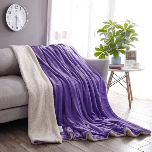 Bedding Double-thickened Winter nap air Conditioning office Lamb blanket warm soft comfortable fluffy cover Charming Purple