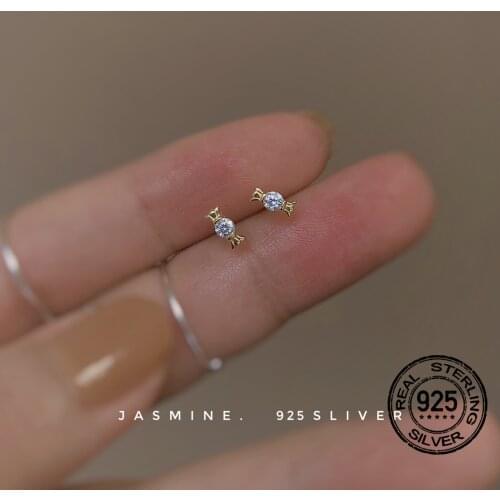S925 Silver Earrings For Women Set Zircon Crystal Candy Mini Cute Anti-Allergic Design Fashion Lady Gift Wedding Jewelry INEFFA