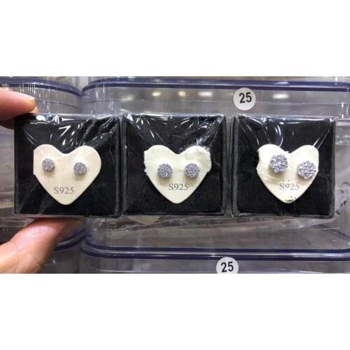 Pekurr 925 Sterling Silver Zircon Flower Stud Earring For Women Fashion Jewelry 3 Size