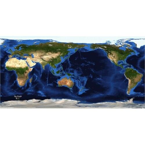Satellite Map of The World Topography And Bathymetry Non-woven Spray Painting Map 150x225cm