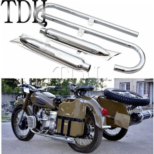 Steel Chrome Motorcycle 32HP Retro 750cc Fishtail Type Front Rear Exhaust Muffler Pipes For BMW K750 M1 M72 R71 R12