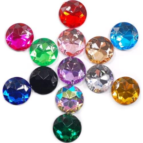 Multi-size 8-16MM Two Holes DIY Rhinestones The Shape Of Round Multiple Aspects Crystals Resin Stones For Woman