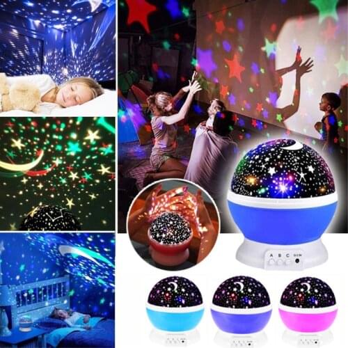 LED Rotating Night Light Projector Stars Moon Sky Master Children Kids Sleep Romantic Led Usb Projector Lamp Child Gifts