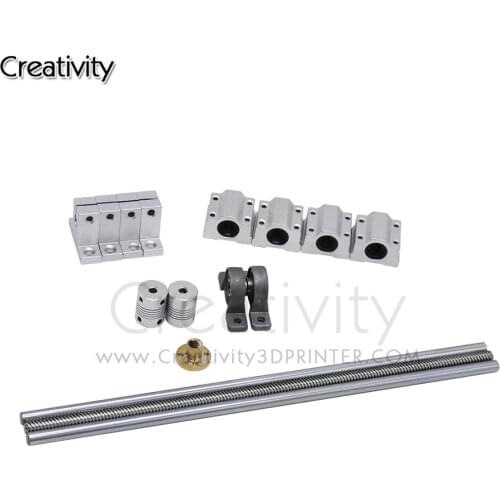 T8 Lead Screw L300mm 400mm 500mm D8mm 8mm Horizontal Double Track Coupling Bearing & Linear Shaft Optical Axis Bearing Set