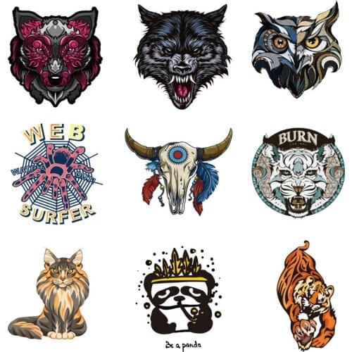 Iron-on Transfers for Clothing Patches on Clothes Stickers Diy Animals Patch Flex Fusible Transfer Vinyl Adhesive Stripe Rock J