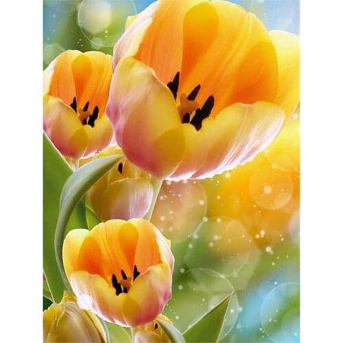 Tulips Flower DIY Embroidery 11CT Cross Stitch Kits Needlework Craft Set Printed Canvas Cotton Thread Home Decoration Room