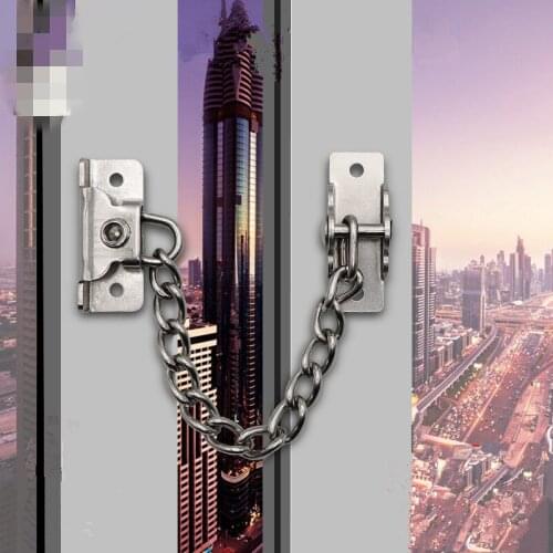Sliding Door Latches Window Locks Stainless Steel Doorstop Guard Chains Clamp Protective Child Safety Limit Lock Chain Hasp