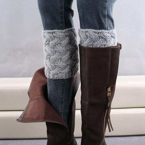 Women Leg Warmers Short Section Thick Acrylic Knitted Boot Cuffs Christmas Socks Cover Winter Sport Hiking Running Socks