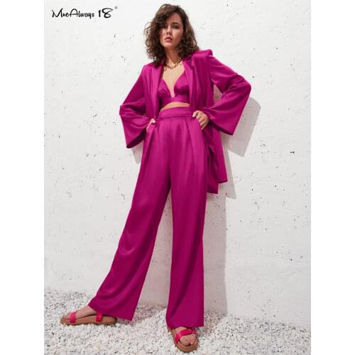 Mnealways18 Office Ladies Pink Blazer Fashion Autumn 2021 Long Sleeve Oversized Women Blazer Coat Elegant Sashes Satin Jackets