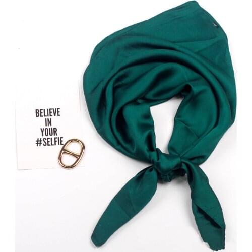 Fashion Silk Satin Women Hair Scarf Handkerchief Shawls and Wraps Solid Color Head Scarfs Female 90*90cm Neck Scarves For Ladies