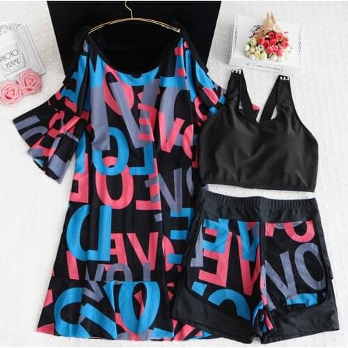 STAERK Women sports swimwear large size XXL-5XL Plus Size Print Tankini Sexy Swimsuit Women 2020 New Beach Bikini Set Split Summ