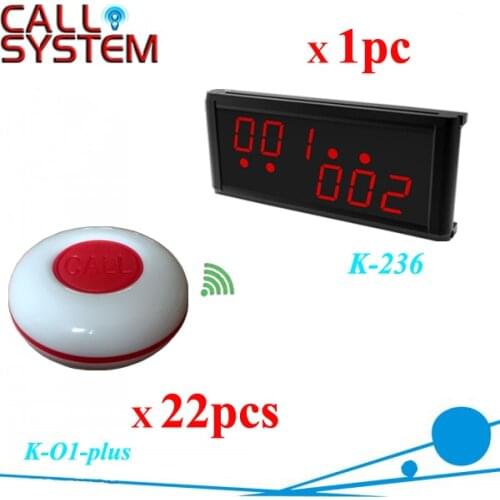 1 Dispaly with 22pcs guest buzzer for service Electronic wireless call bell system free DHL/EMS shipping