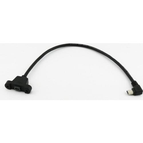 1pc Mini Male Left Angle to Mini Female with Screw Hole Panel Mount Male to Female Extention Connector Cable 30cm/1ft