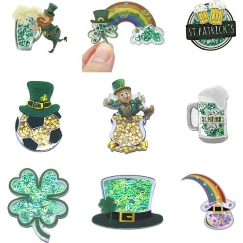 1pcs St Patricks Quicksand Sequins Acrylic Planar Resin for Hair Bow Sequin Shakers for Phone Cover Shaker,1Yc17616