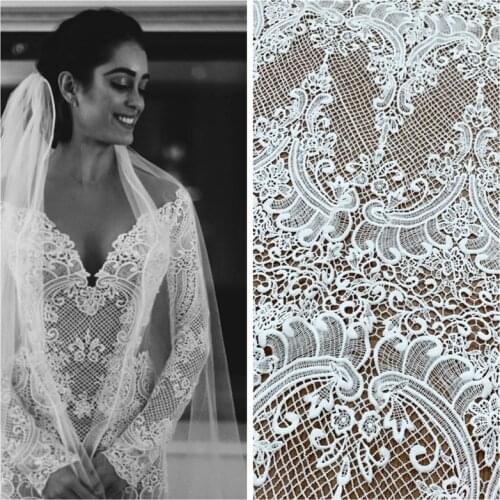 1 Yard 120 CM off white High End Guipure Lace Fabric Wedding Bridal dress DIY sewing material fabric French Lace fabric