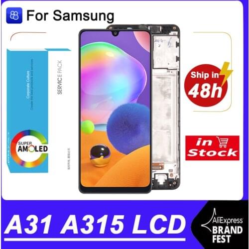 100% Original 6.4'' Super AMOLED Display For Samsung A31 A315 Full LCD Touch Screen Digitizer Assembly Repair Parts