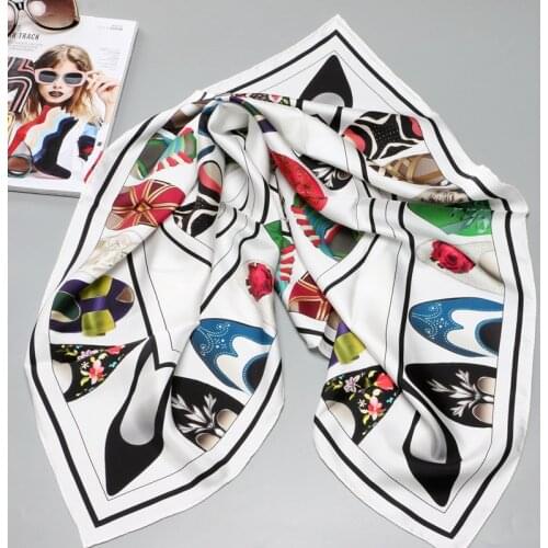 100% Silk Scarf Shawl Foulard Unique Design Fashion Scarves for Women 35“ X 35"