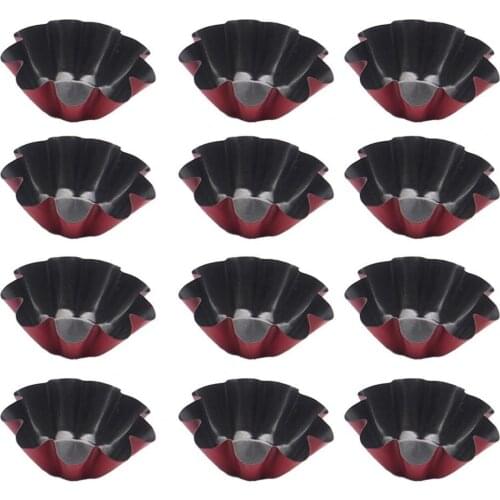 12Pcs Egg Tart Molds Muffin Mold Non-stick Scentless High Carbon Steel Eco-friendly Egg Tart Mold Baking Dishes