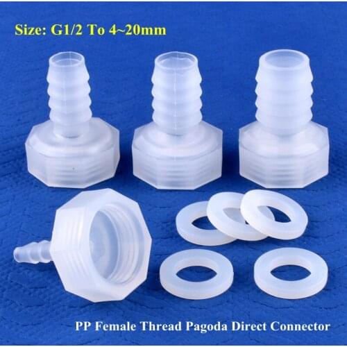 5~200pcs G1/2 To 4~20mm PP Pagoda Direct Connector Watering Irrigation Garden Water Hose Joint Aquarium Tank Air Pump Fittings