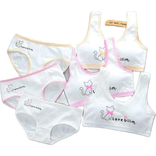 5Sets/lot Teenage Girl Clothes Set Teenager Underwear Young Puberty Small Sport Training Bra For Girls Teen Bra And Panties Sets