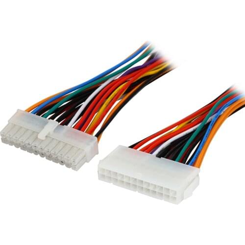 8 inch Computer Molex 24 Pin Motherboard to ATX EPS PSU Power Supply Extension Cable,24-pins Internal Power Cord,Male to Female