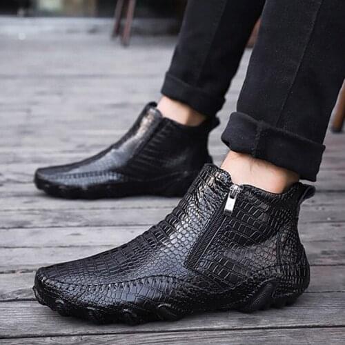 Genuine Leather Shoes Men Chelsea Boots Autumn Early Winter Shoes Cow Leather Mens Ankle Botos Male Business Shoes Black KA1265