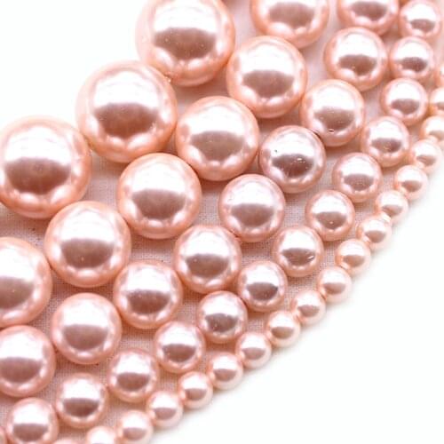 Natural Rose Red Shell Pearl Beads 4/6/8/10/12mm For Jewelry Making Choker Round Loose Smooth Beads Diy Bracelet Jewelery