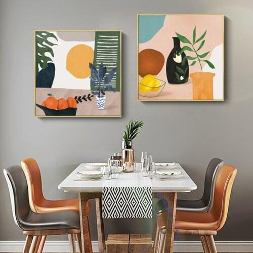 Restaurant Decorative Painting Company office Molandi Color Fresh Abstract Plant Orange Apartment living room home wall art