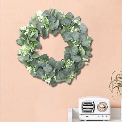 Eucalyptus Wreath 42cm Artificial Green Leaf Garland for Front Door Wall Window Wreaths Spring Summer Home Decor Ornament