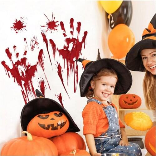 Halloween Bloody Handprint Wall Sticker Window Door Haunted House Bar House Decoration DIY Horror Wall Stickers Decals Decor