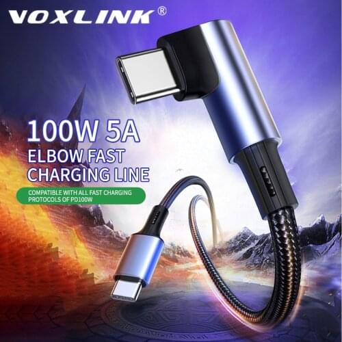 VOXLINK Elbow PD100W USB Type C To USB C 5A Quick Charging Cable Fast Charger For Huawei P40 Samsung S10 Macbook Pro Data Line