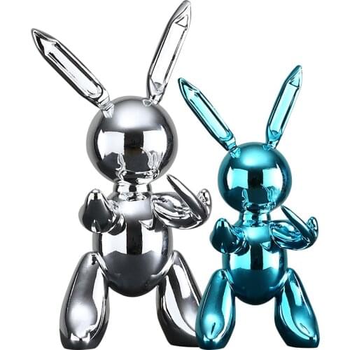 Creative balloon rabbit sculpture home decoration art and craft garden statue miniature figurines home accessories WJ526