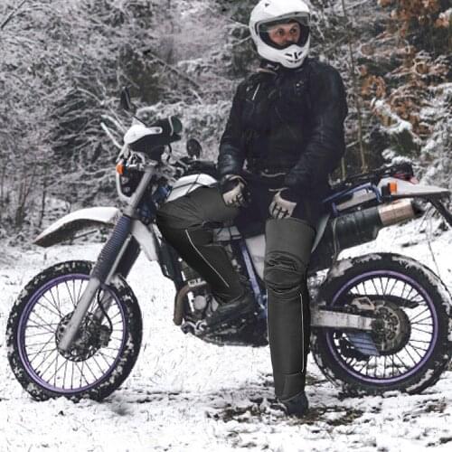 Motorcycle Knee Protector Cold Resistant Warm Knee Pads with Waterproof Reflective Strip PU Leather Winter Thick Knee Guard Kit