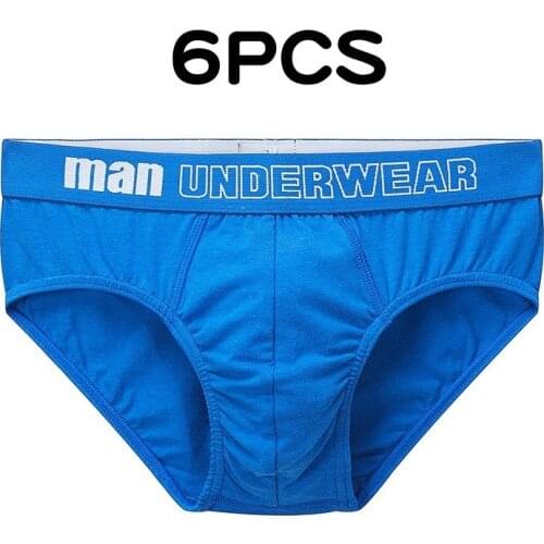 6pcs/lot Mens Underwear Male Solid Men Panties Mens Bikini Pant Men Sexy Cotton Mens Panties Mens Breathable Panties