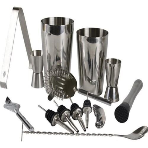 750ml/600ml Stainless Bar Cocktail Shaker Set Barware Set Shaker Set with Wooden Rack