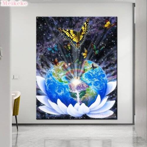 DIY diamond embroidery earth and butterfly rhinestone square diamond round diamond painting cross stitch kit mosaic Arts Crafts