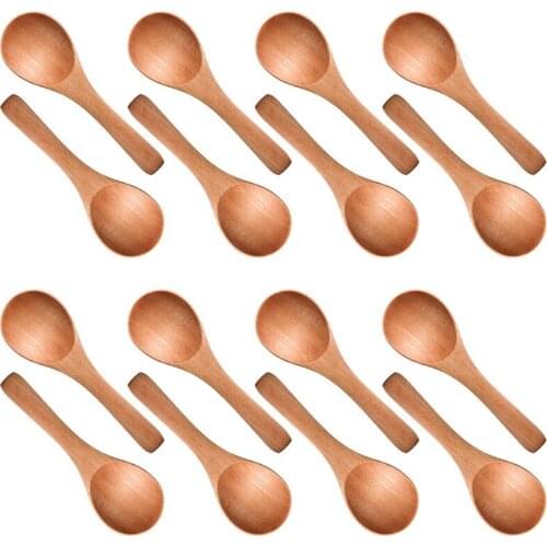 Small Wooden Spo on Tasting Spo on Condiments Salt Spoons for Kitchen Cooking Seasoning Oil Coffee Tea Sugar