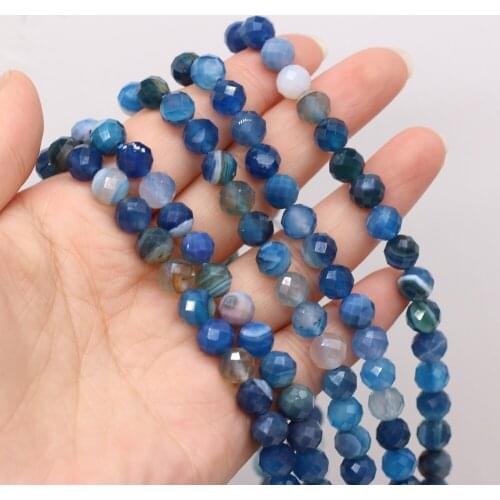 2021 New Style Natural Stone Beads Blue Agate Round Section Loose Bead 8 MM For Jewelry Making DIY Necklace Earrings Accessory
