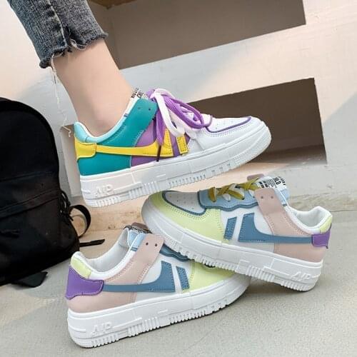2021 New Womens Trend Student Board Shoes Women Sneakers Spring Autumn Comfortable Light Low White Women Vulcanize Shoes